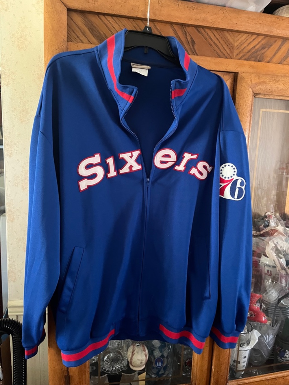 Blue Zip-Back Track Jacket with Red Trim